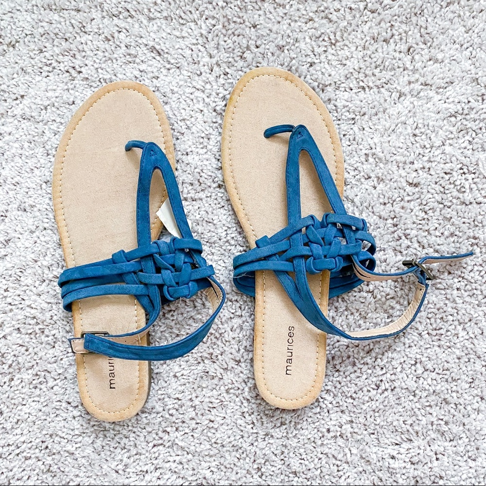 Maurices blue faux suede braided sandals NWT!